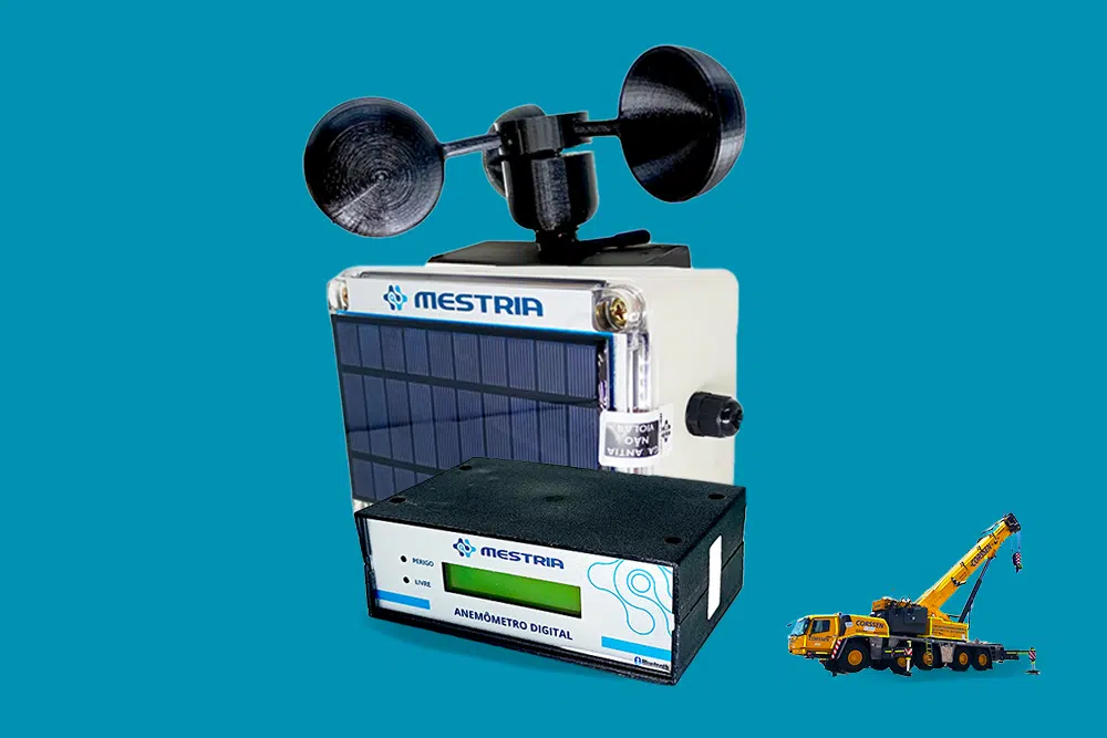 Anemômetro para guindaste alimentado por energia solar.