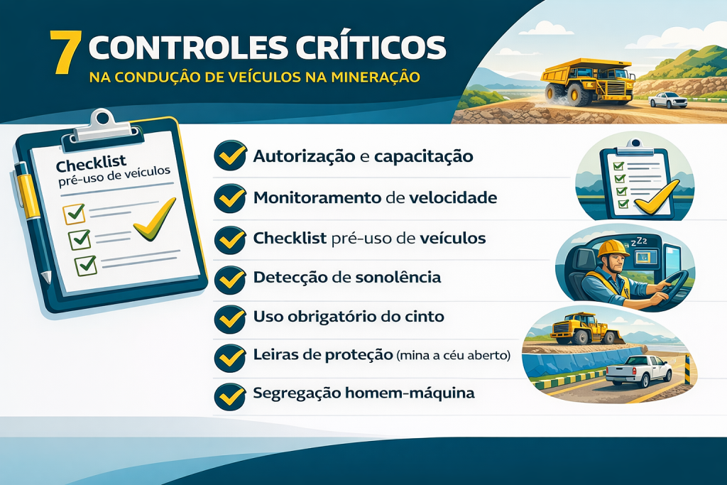 7 controles críticos na condução de veículos na Mineração