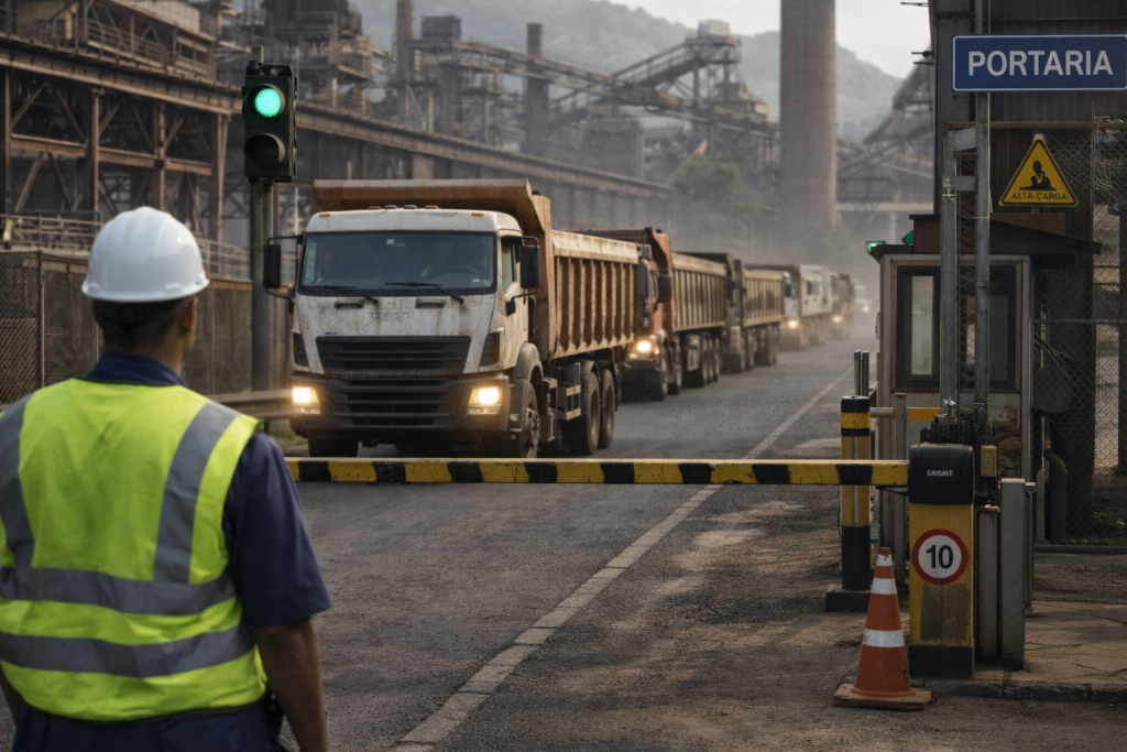 bafômetro inteligente de portaria em acesso industrial com caminhões pesados