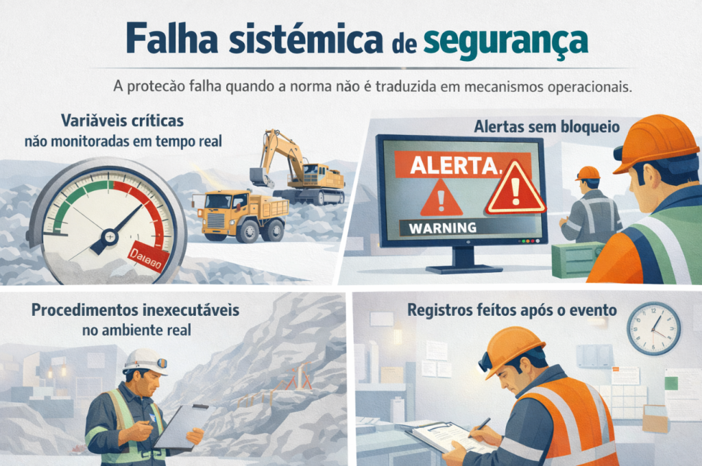 Falha sistêmica de segurança causada por ausência de monitoramento, bloqueio e controle operacional do risco.