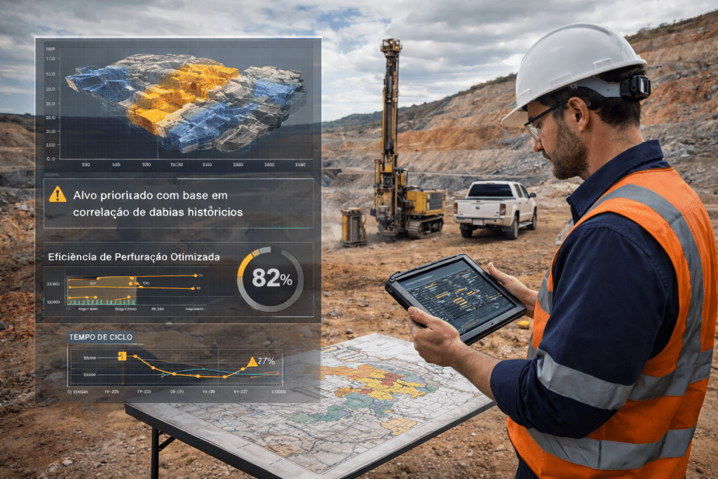 Mapa de prospectividade mineral com áreas priorizadas para exploração por análise de dados e modelos de aprendizado de máquina