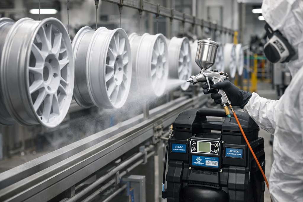 Uso de ar comprimido para agilizar operações e produção em pintura industrial